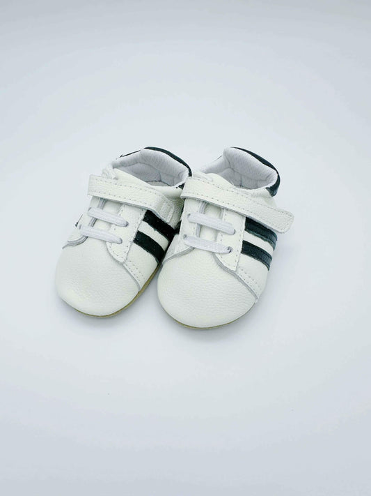 Sporty White Baby Leather Flat Shoes