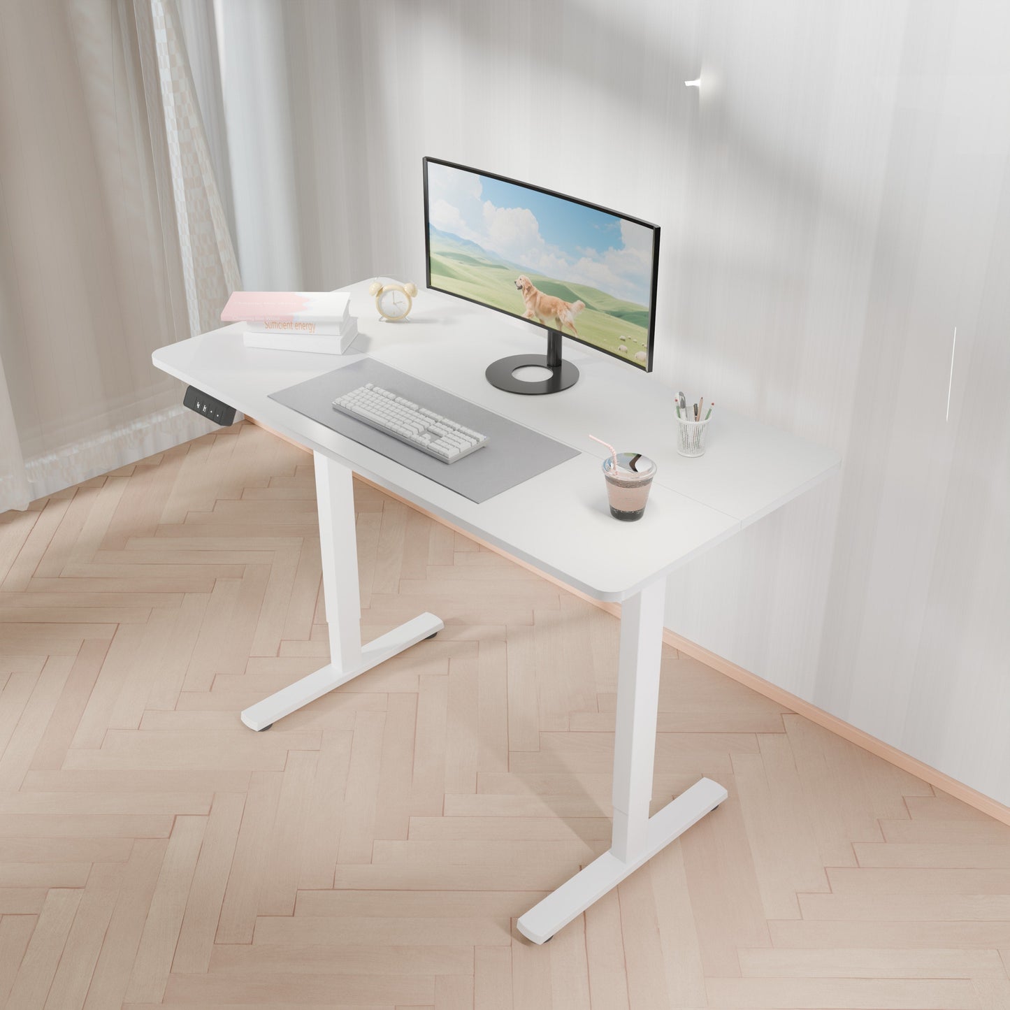 Electra Ergo Single Motor Sit Stand Desk White 1.4m sue-e furniture