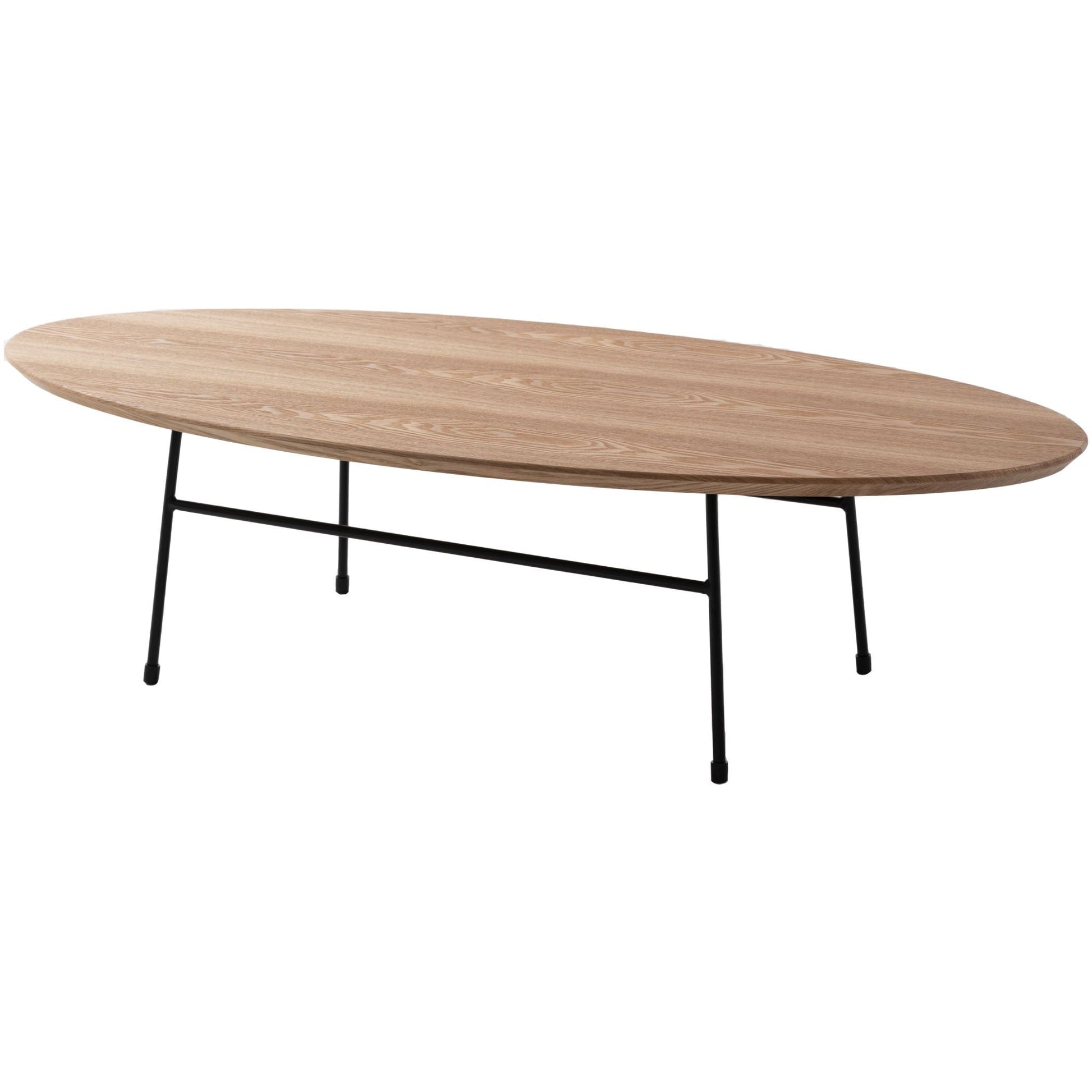 Elegant oval coffee table from sue-e furniture with a sleek wooden finish, perfect for modern living room decor.