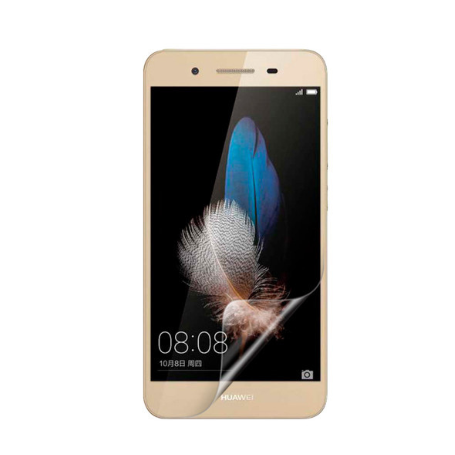 Hydrogel screen protector for Huawei Enjoy 5S by 9eight5, showing transparent film with rounded edges and installation outline.