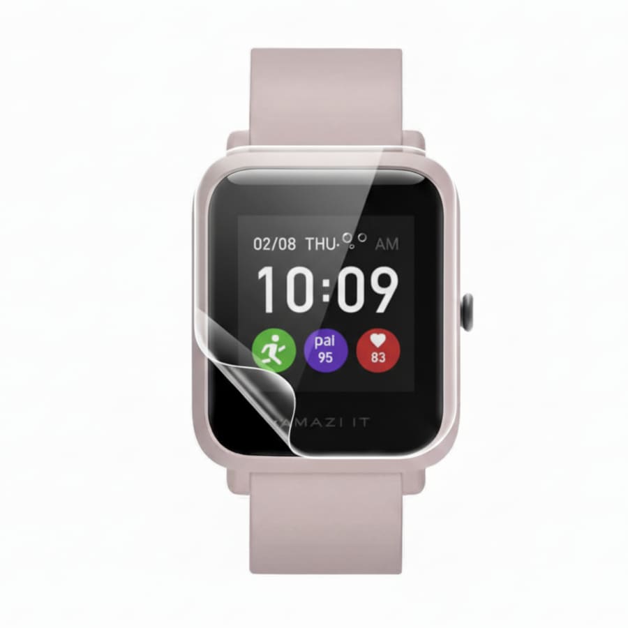 Six hydrogel screen protectors for Amazfit Bip S Lite smartwatch, designed to shield the watch screen from scratches and impacts.
