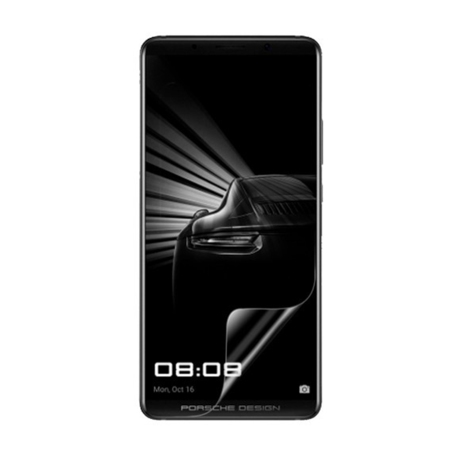 9eight5 Hydrogel screen protector for Huawei Porsche Design Mate 10 2017, showing clear, flexible protective film on device screen