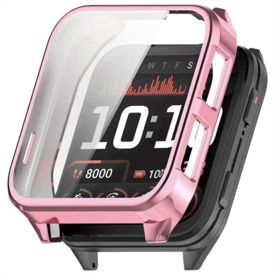 Pink Garmin Venu X1 watch screen protector case from That Watch Shop, showing a clear protective cover on the smartwatch.