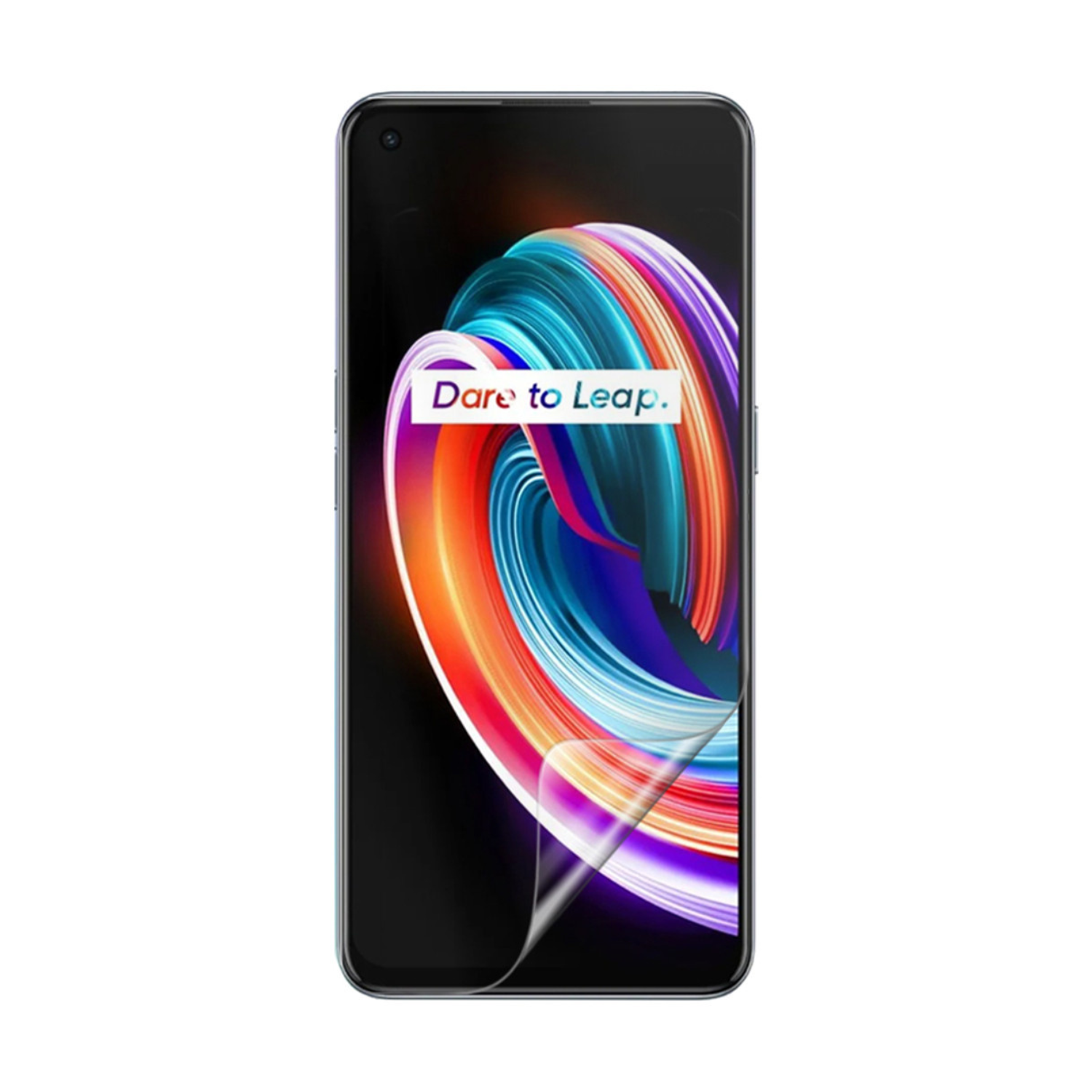 9eight5 Hydrogel screen protector for Realme Q3 Pro Carnival Edition, clear protective film on smartphone screen.
