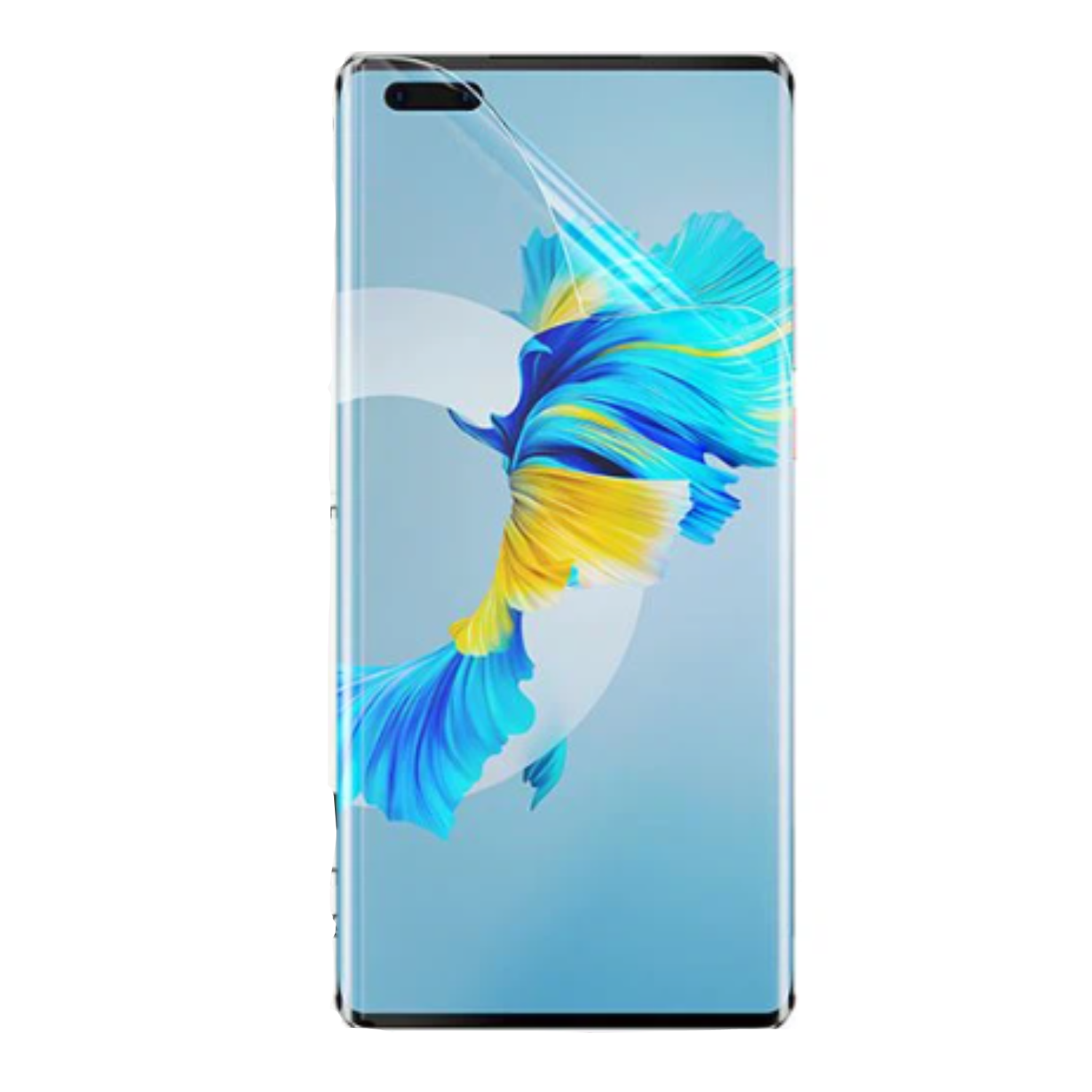Hydrogel screen protector for Huawei Mate 40 Pro 4G by 9eight5, showing a clear, flexible film covering the phone screen.