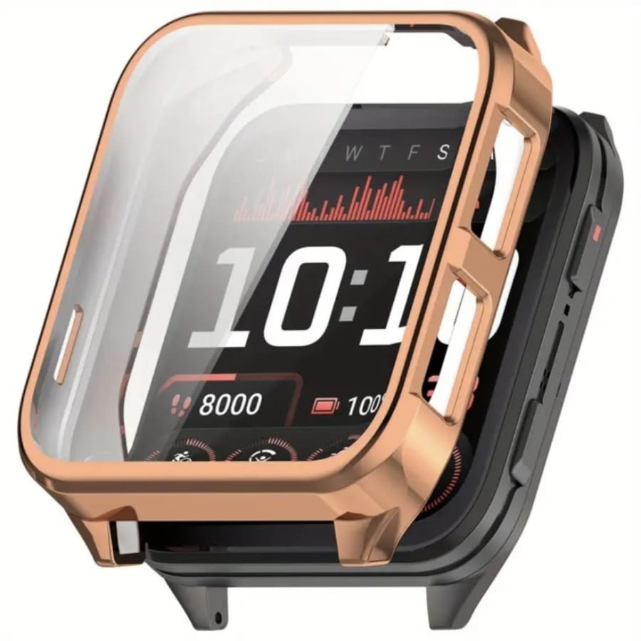 Gold Garmin Venu X1 watch screen protector in clear protective case, designed to safeguard the watch display.