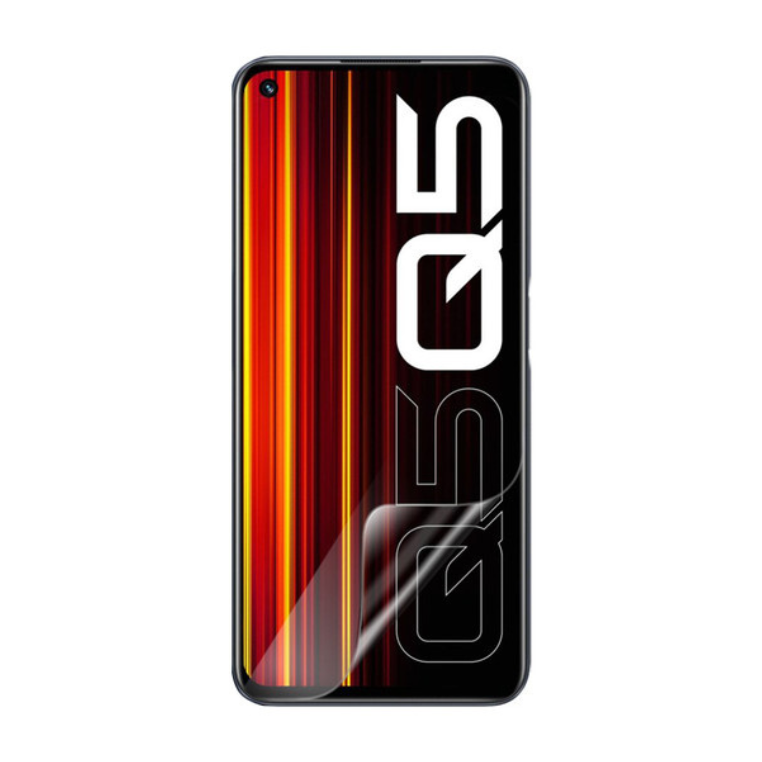 9eight5 Hydrogel screen protector for Realme Q5, pack of 2, showing clear, flexible film designed to protect the phone display.