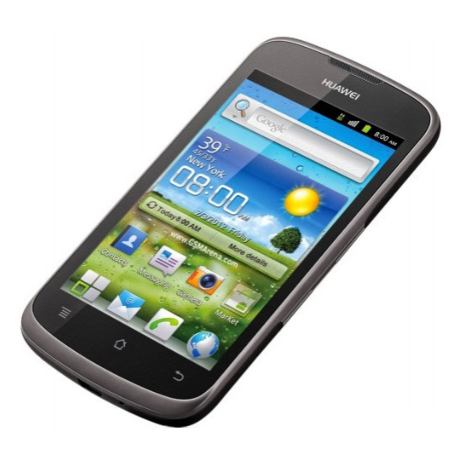 Hydrogel screen protector for Huawei Ascend G300 by 9eight5, showing the clear, thin film covering the phone screen.