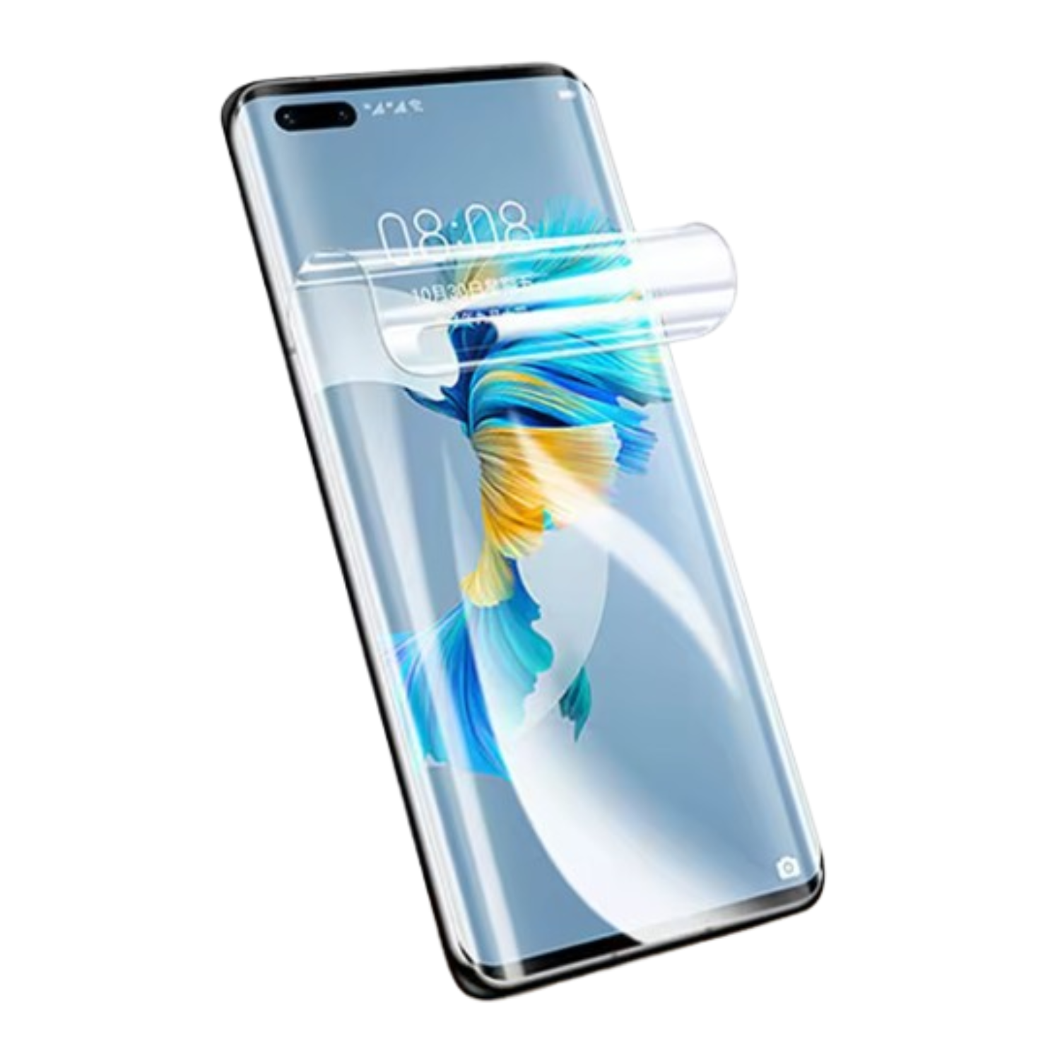 Two clear hydrogel screen protectors for Huawei Mate 40 2020 by 9eight5, shown in their packaging.