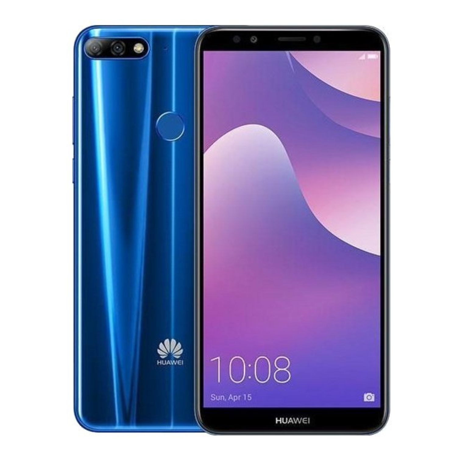 Hydrogel screen protector for Huawei Y7 2018 by 9eight5, showing a clear protective film on the phone screen.
