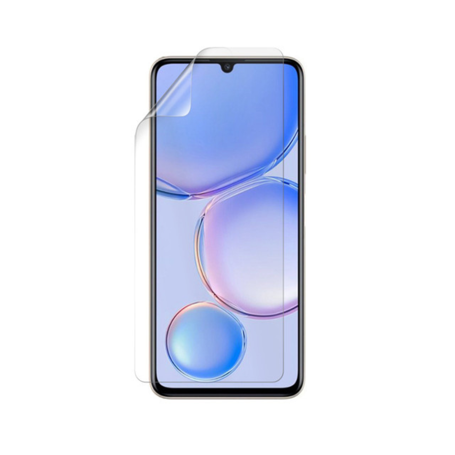 Hydrogel screen protector for Huawei Nova Y71 by 9eight5, shown on a smartphone screen, with protective film and packaging.
