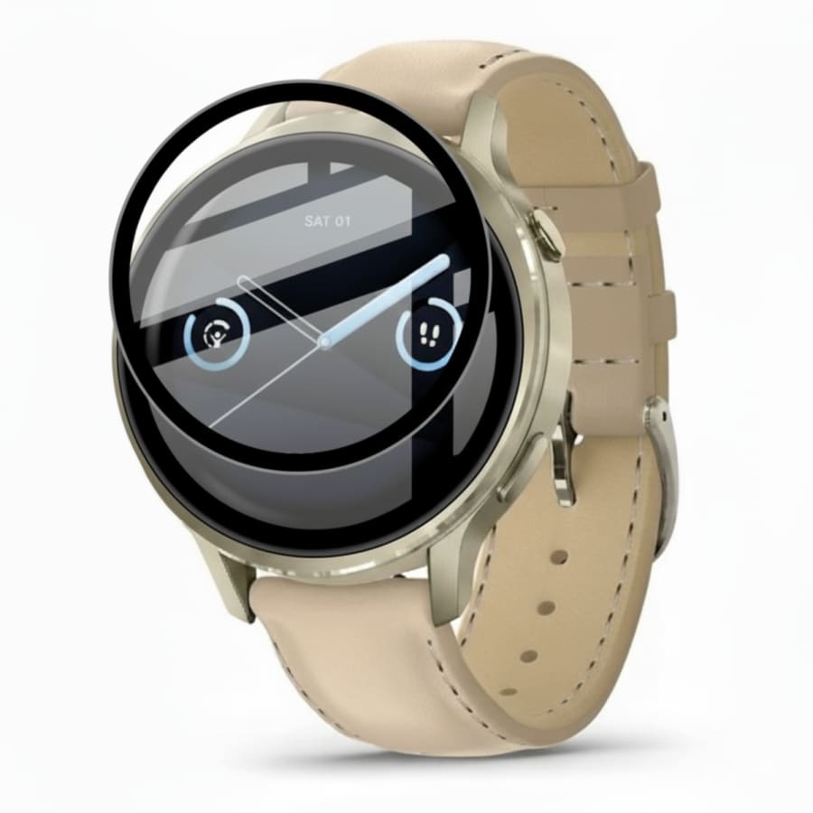 Two clear Garmin Venu 4 41mm watch screen protectors from That Watch Shop, designed to protect the watch display.