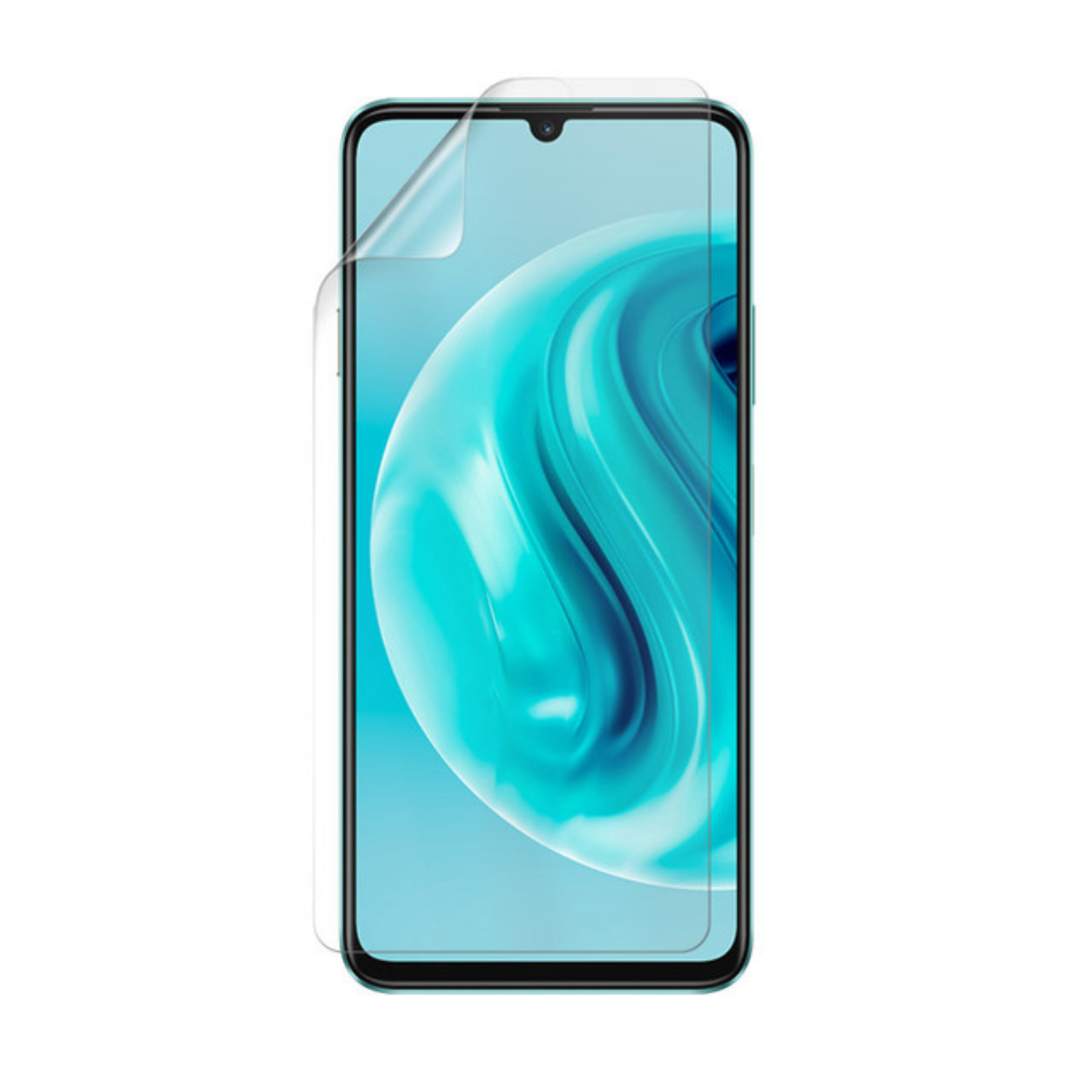 Hydrogel screen protector for Huawei Nova Y72 by 9eight5, showing a clear, flexible film covering the phone screen.