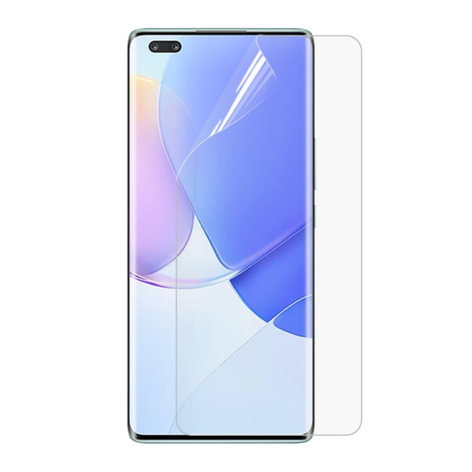 Hydrogel screen protector for Huawei Nova 9 Pro by 9eight5, showing a clear, flexible film fitting the phone screen perfectly.
