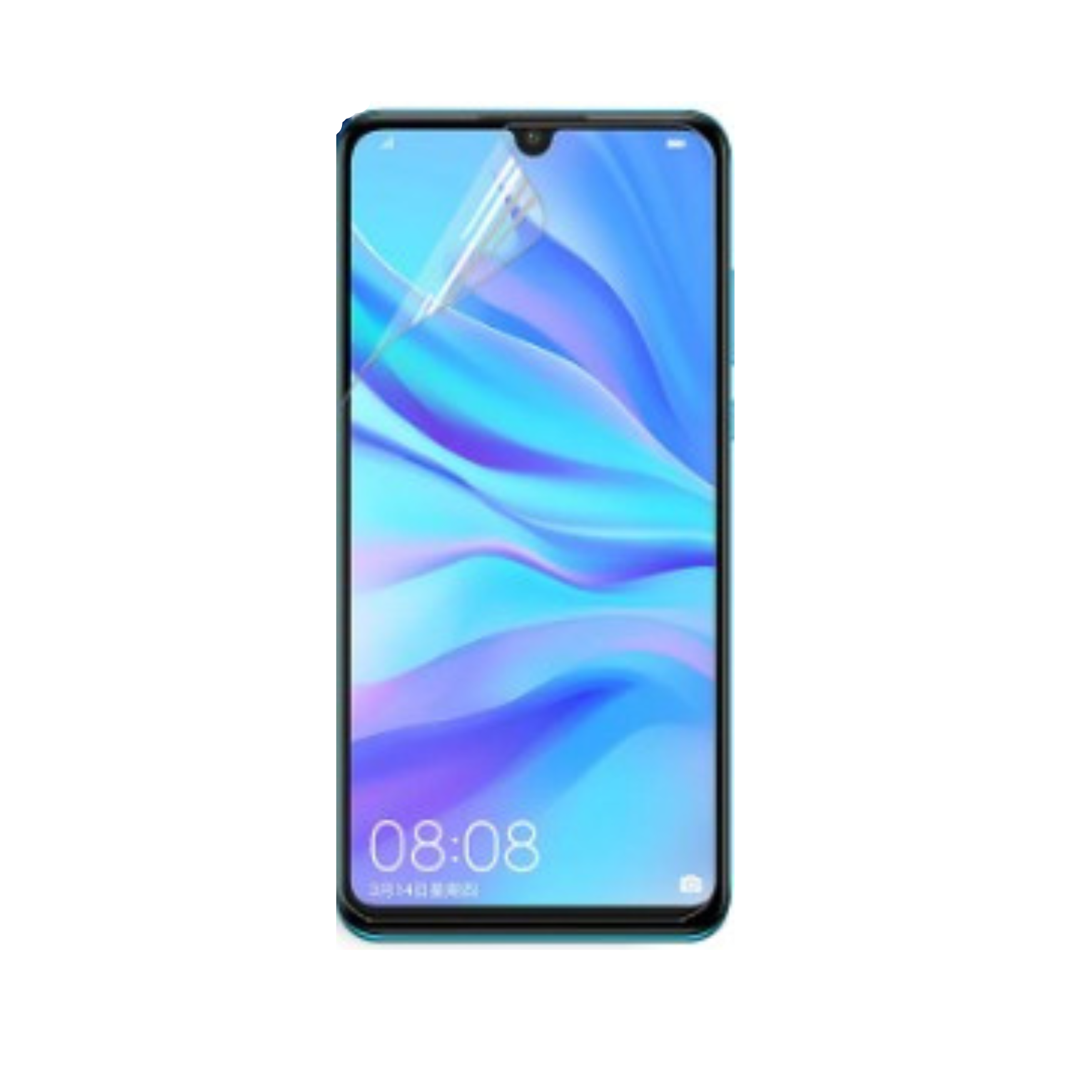 Hydrogel screen protector for Huawei Nova 4e by 9eight5, showing the clear, flexible film fitting over the phone screen.