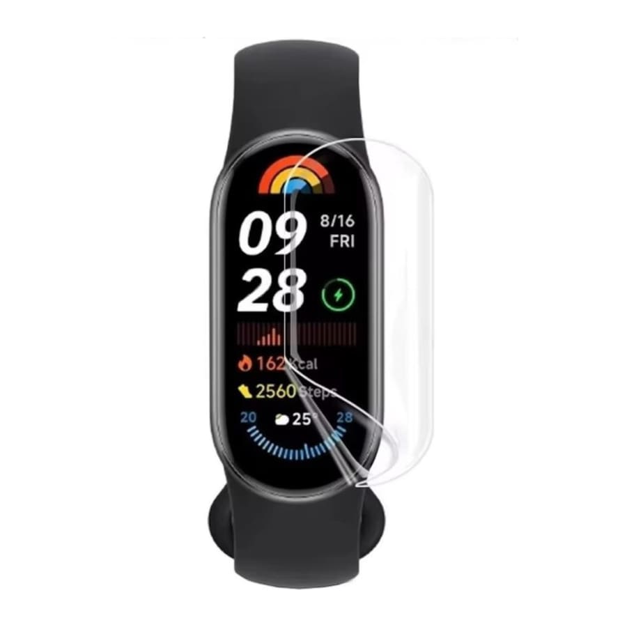 Hydrogel screen protector for Xiaomi Smart Band 9, pack of 6, watch case with clear, flexible cover for screen protection.