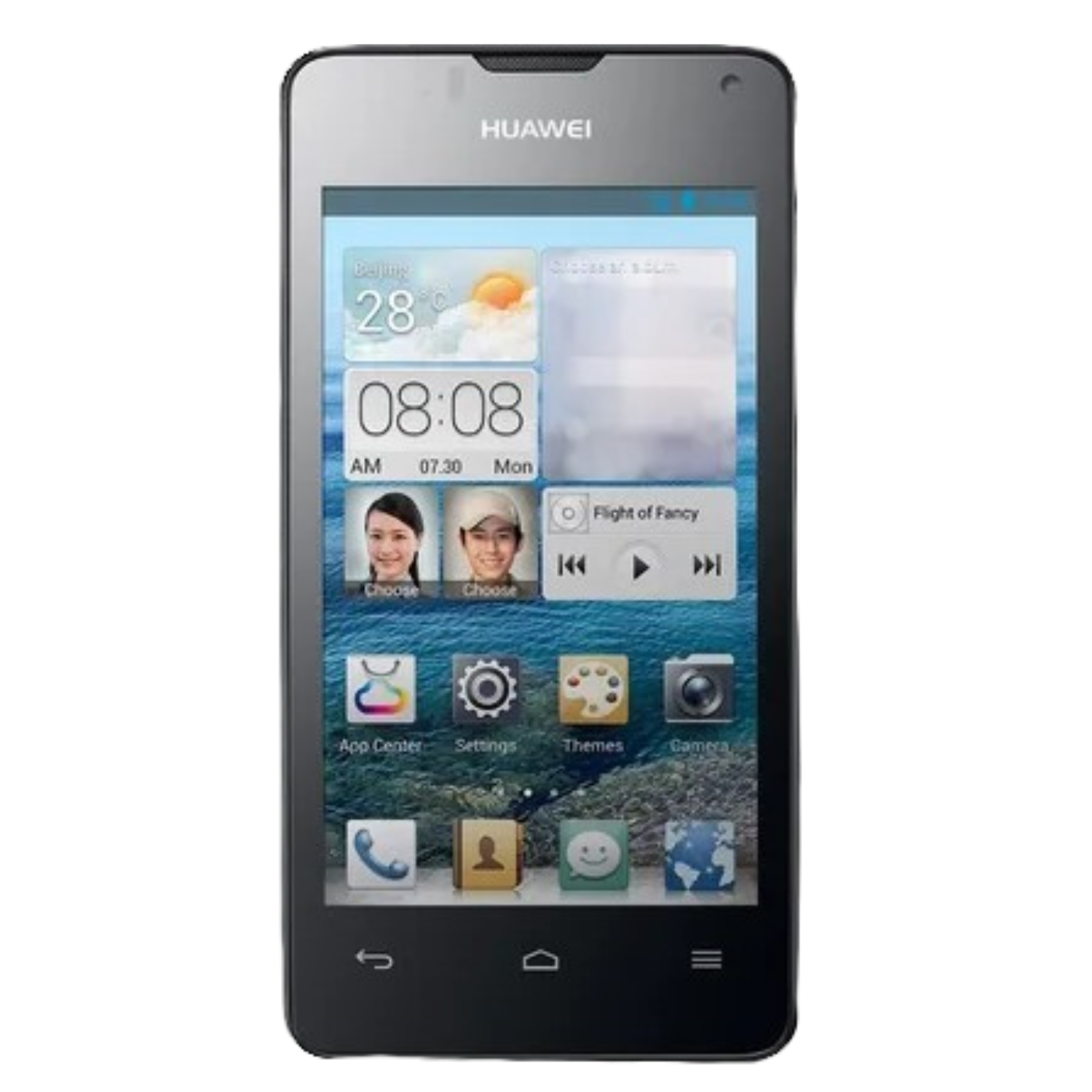 Hydrogel screen protector for Huawei Ascend Y300, 2013 model, by 9eight5, shown in pack of 2 with clear protective film