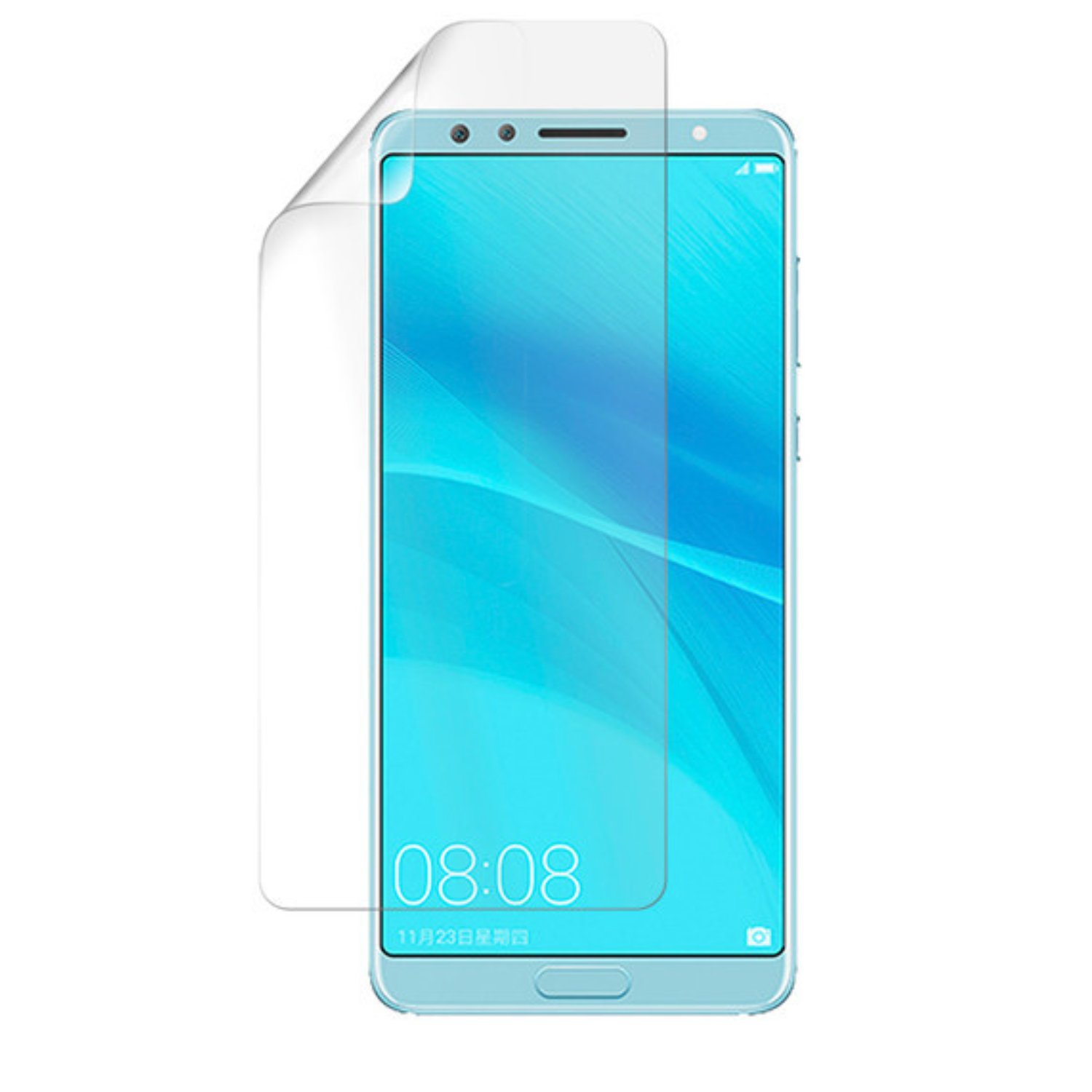 Hydrogel screen protector for Huawei Nova 2s by 9eight5, showing the transparent film fitting over the phone screen.