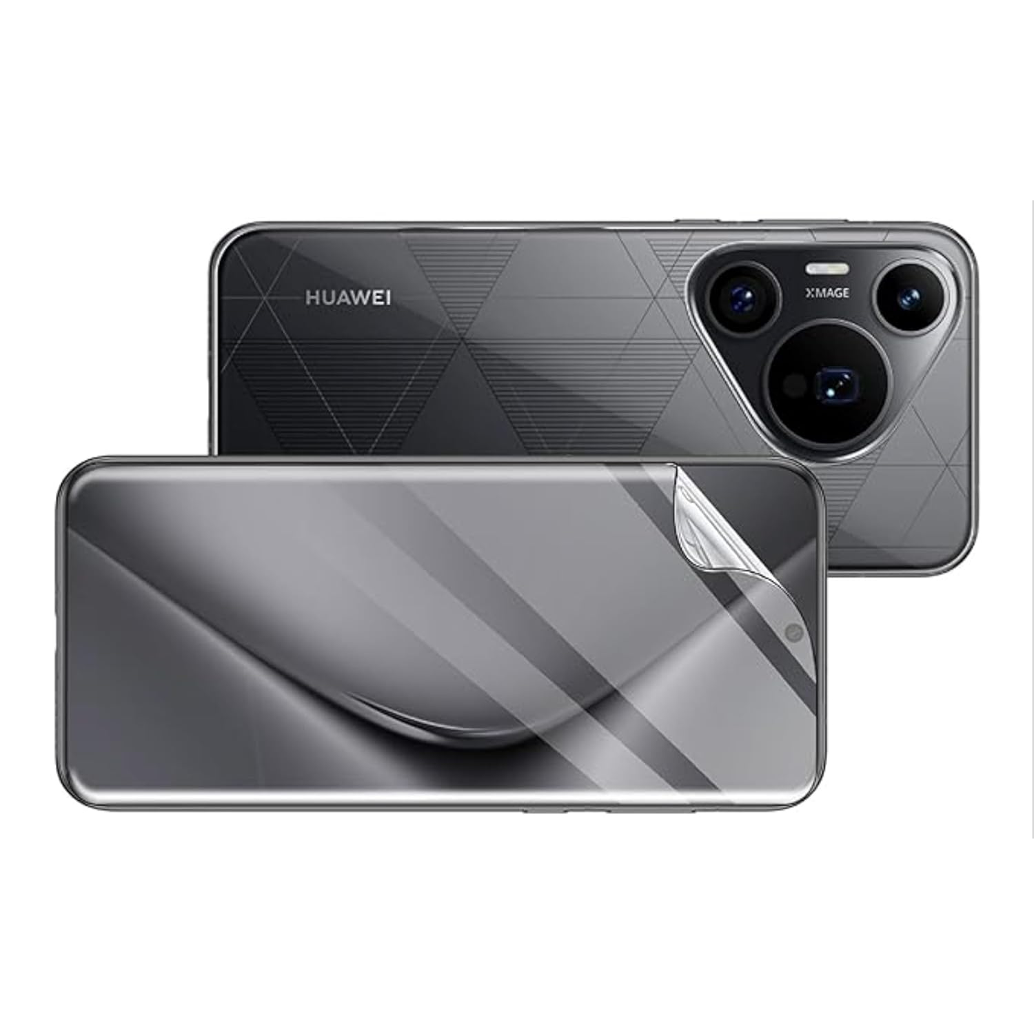 Hydrogel screen protector for Huawei Pura70 Pro 2024 by 9eight5, showing the clear, flexible film covering the phone screen.