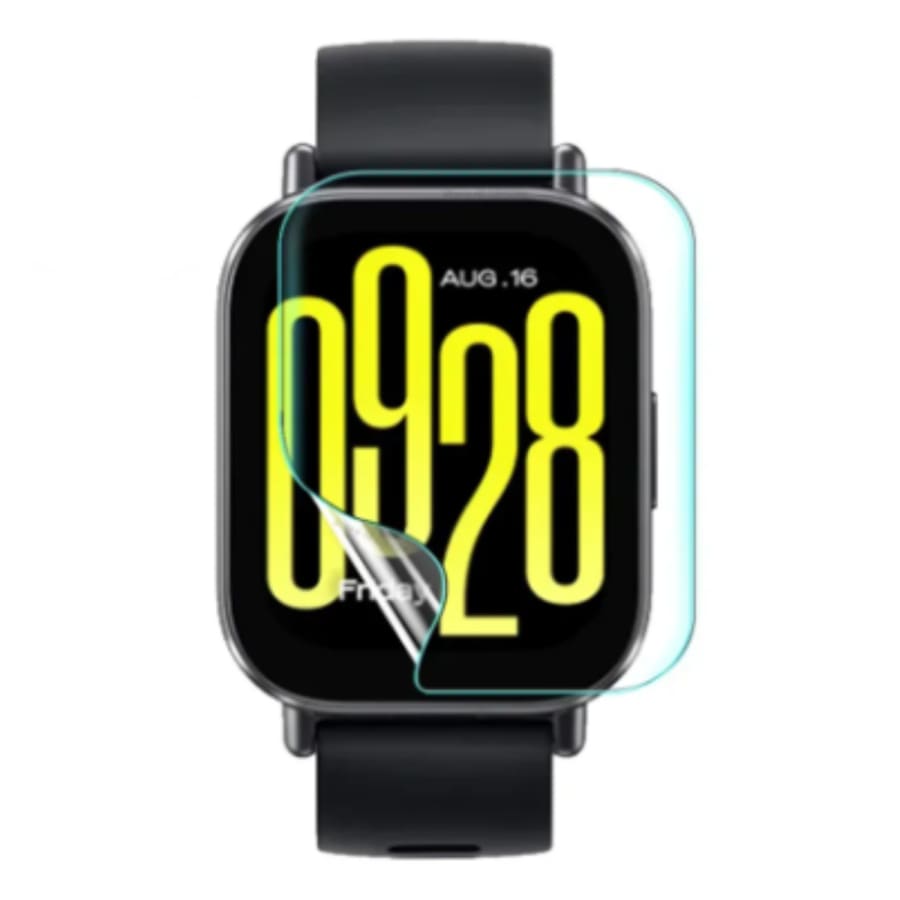 Hydrogel screen protector for Redmi Watch 5 Active, pack of 6, in clear watch case with precise cutouts for screen and buttons.