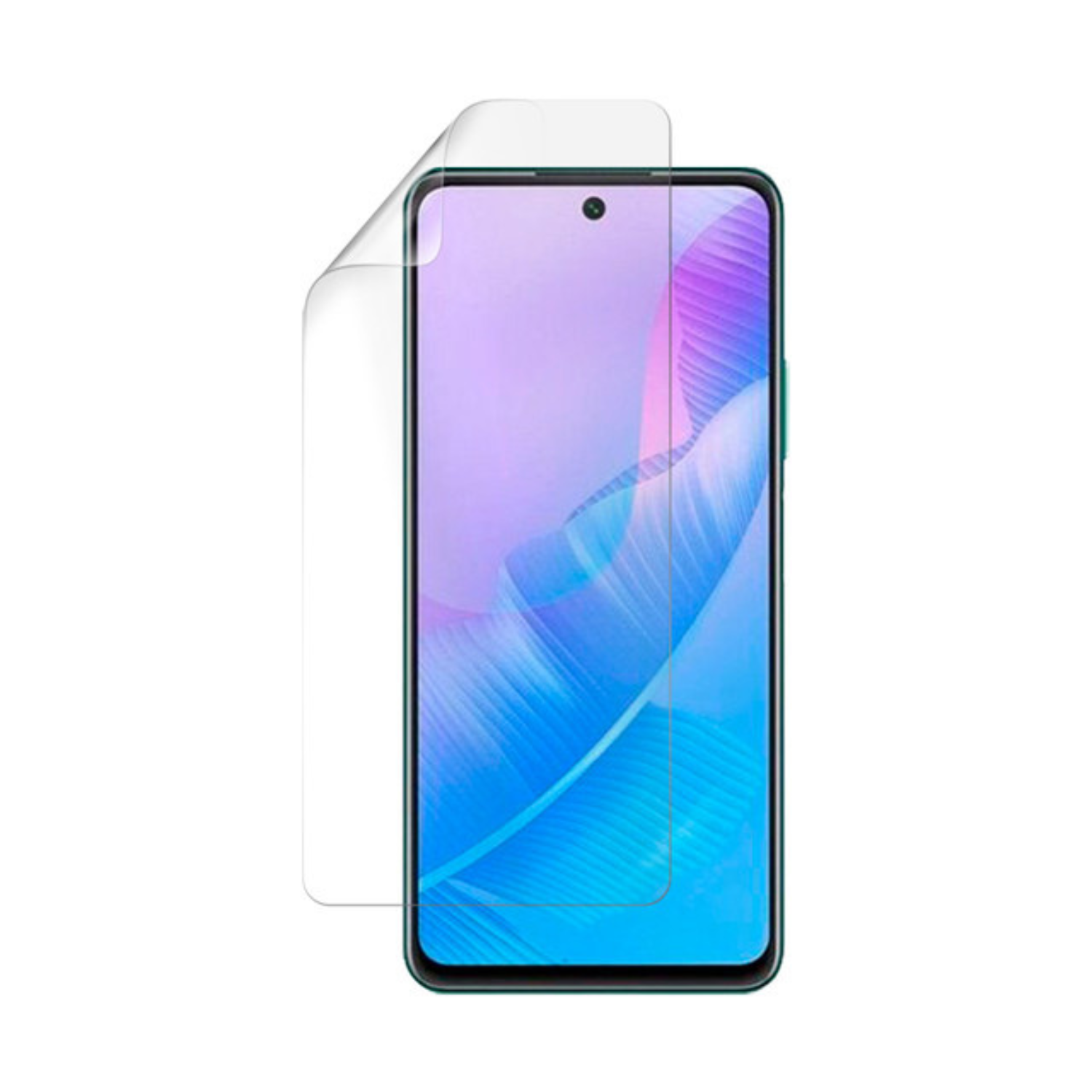 Hydrogel screen protector for Huawei Enjoy 20 SE by 9eight5, showing a clear, flexible film covering a smartphone screen.