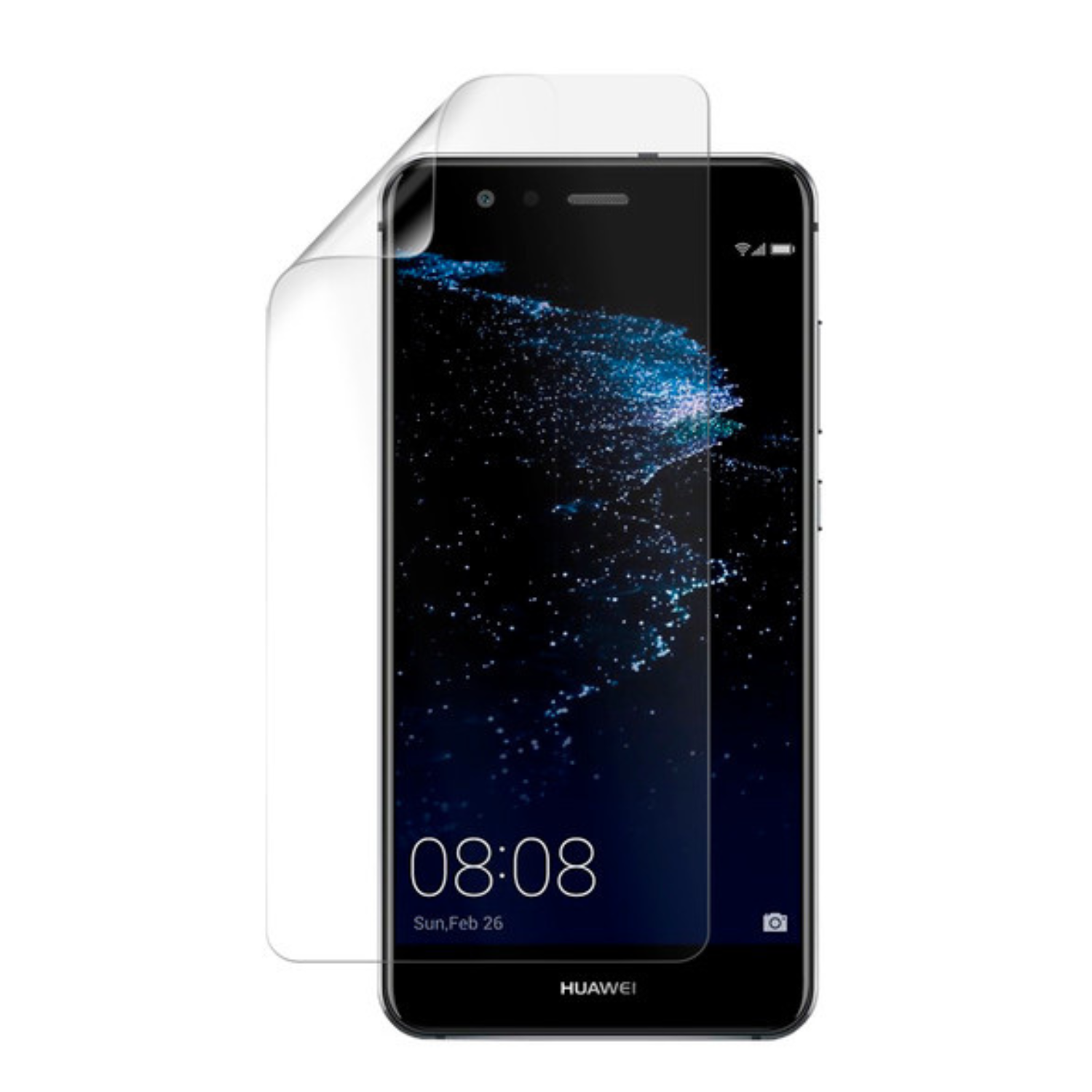 Hydrogel screen protector for Huawei P10 Lite Nova Youth, by 9eight5, showing clear, flexible material fitting the phone screen.