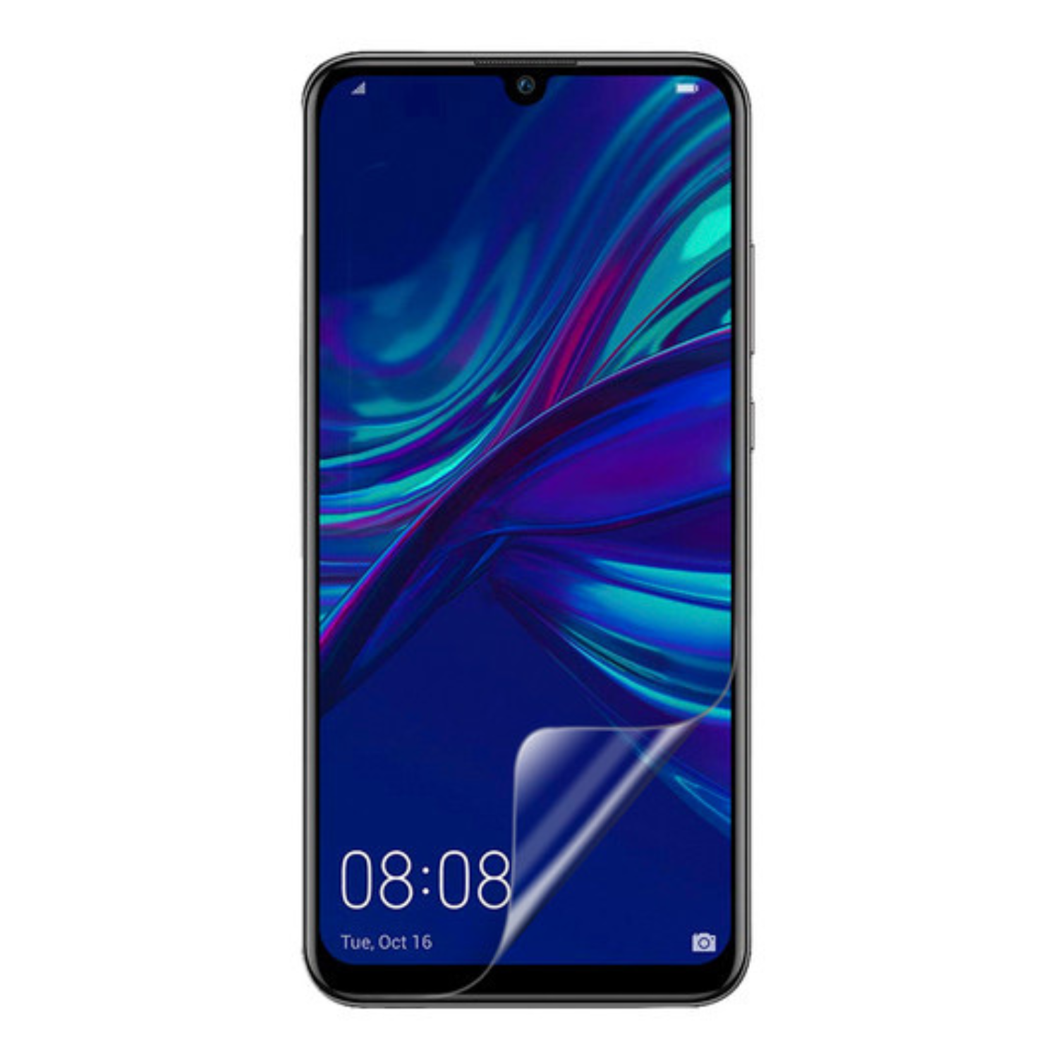 Hydrogel screen protector for Huawei P Smart + (Nova 3i) by 9eight5, showing the flexible film fitting over a smartphone screen.