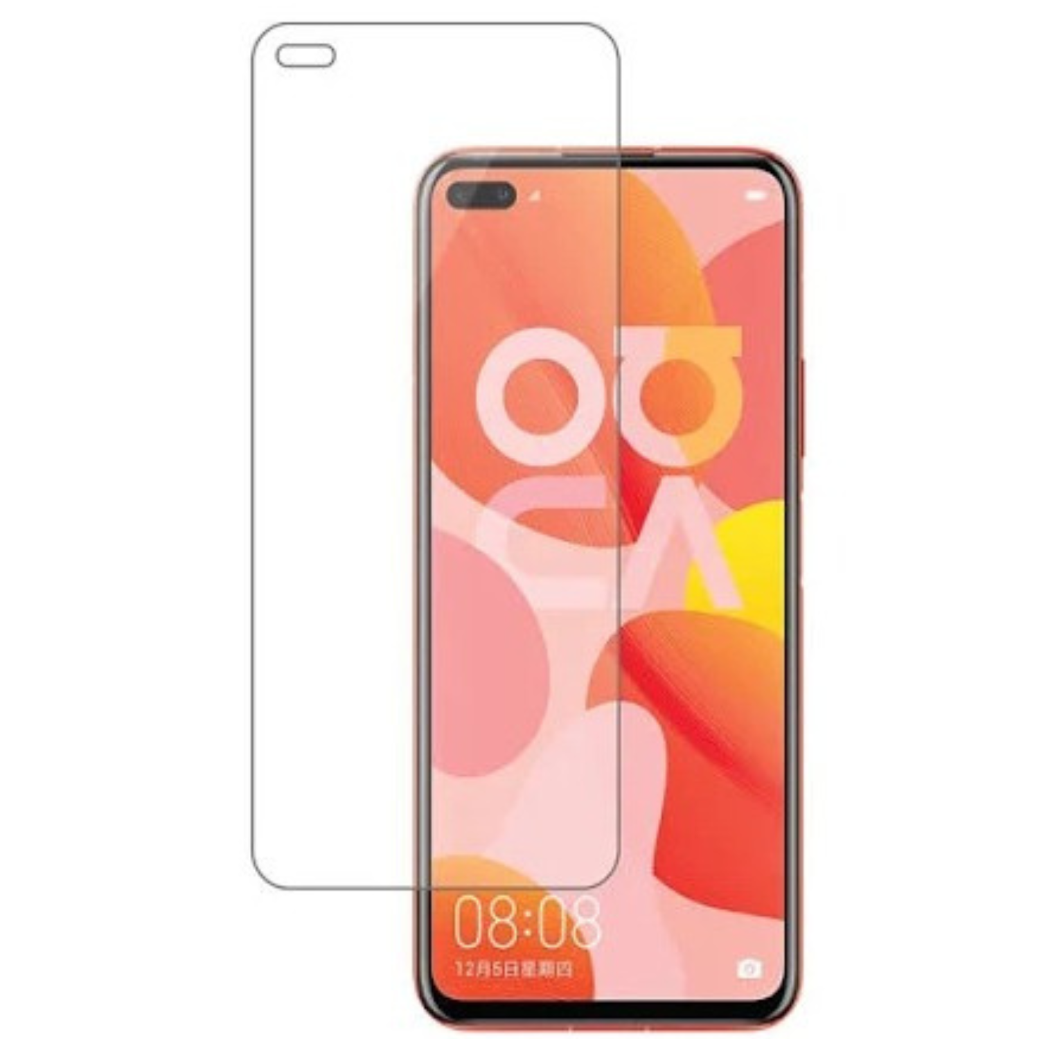 Hydrogel screen protector for Huawei Nova 6 by 9eight5, showing a clear, flexible film covering the phone screen.