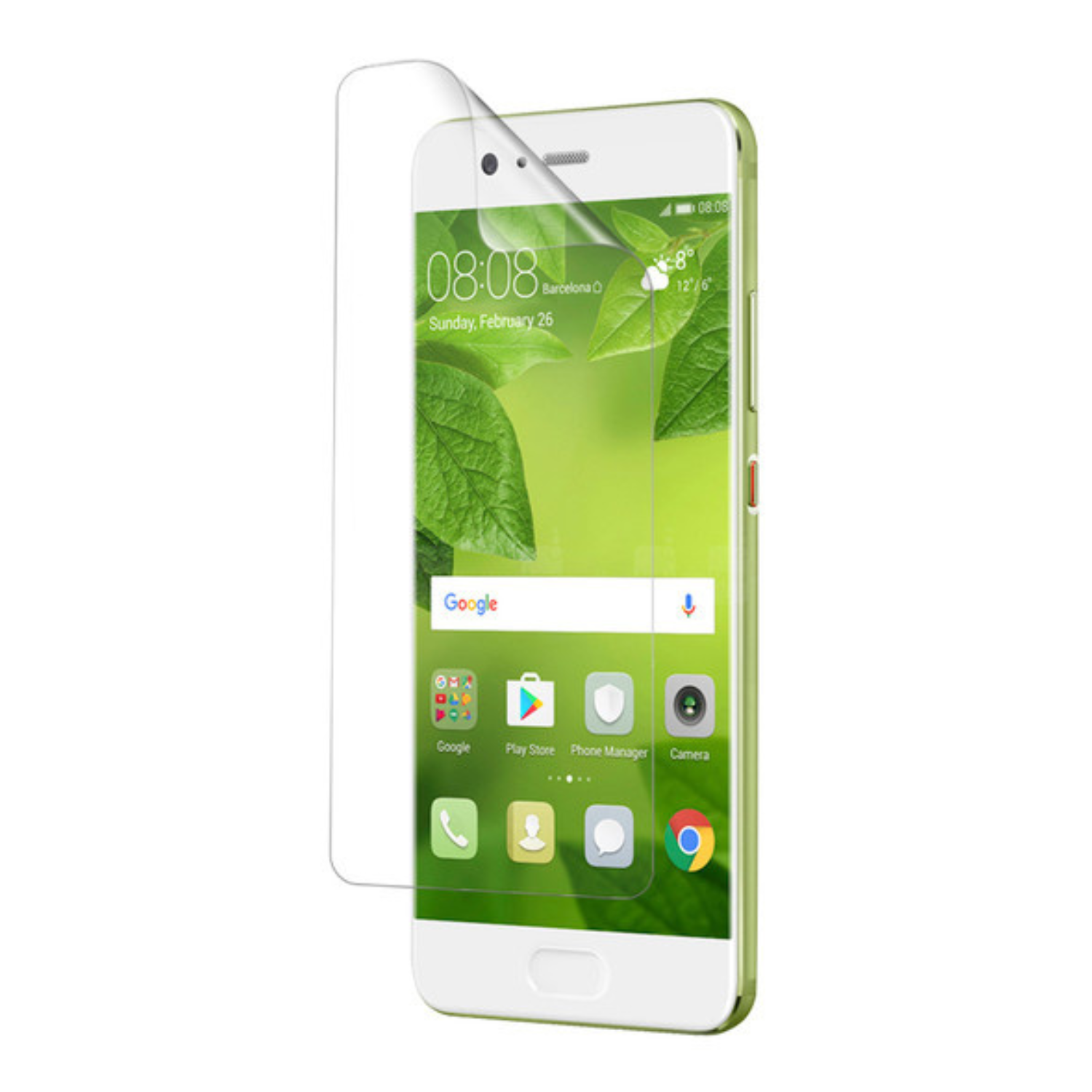 Hydrogel screen protector for Huawei P10 Plus by 9eight5, showing the flexible transparent film in the image.
