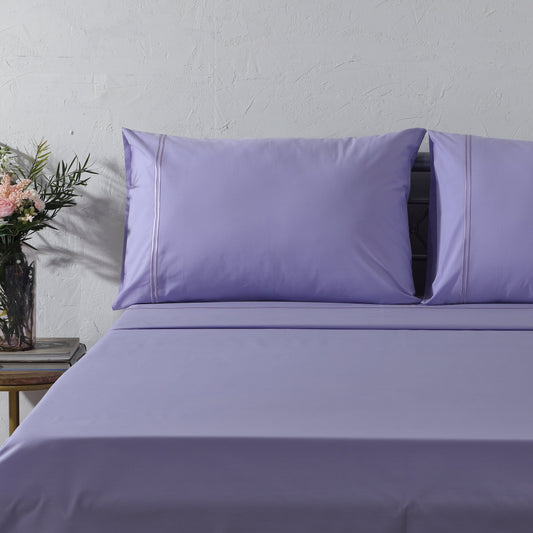 ORGANIC COTTON COLOURED SHEET SET 250TC - LAVENDER MIST Whites of London NZ
