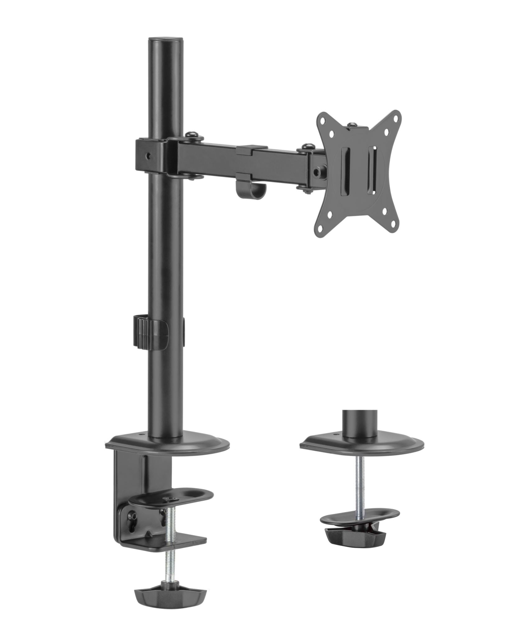 Locktight single-monitor steel articulating mount by Sue-e Furniture, adjustable monitor arm with sleek design and sturdy construction.