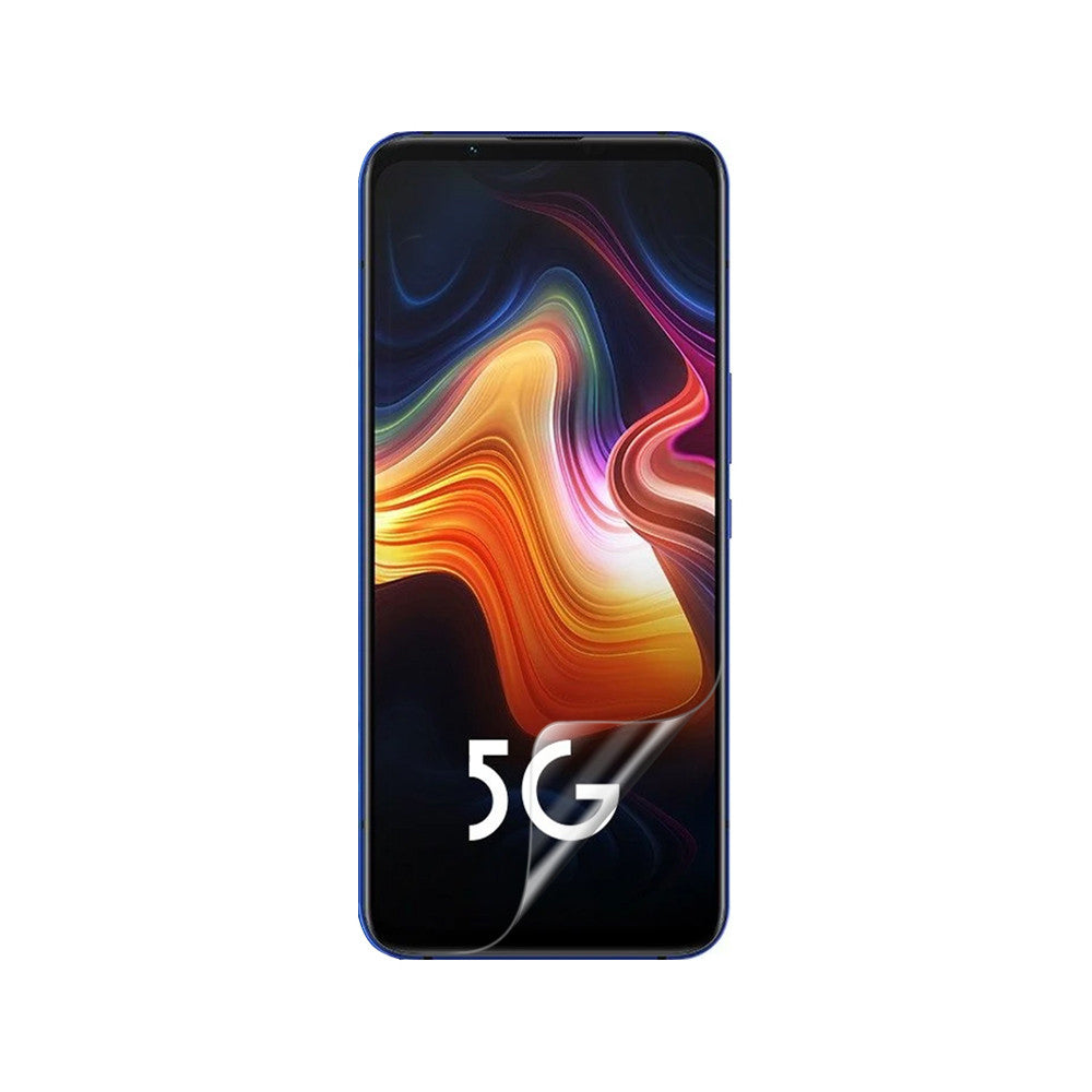 Two 9eight5 Hydrogel Screen Protectors for Nubia Play smartphone, showing clear, flexible protective film application.