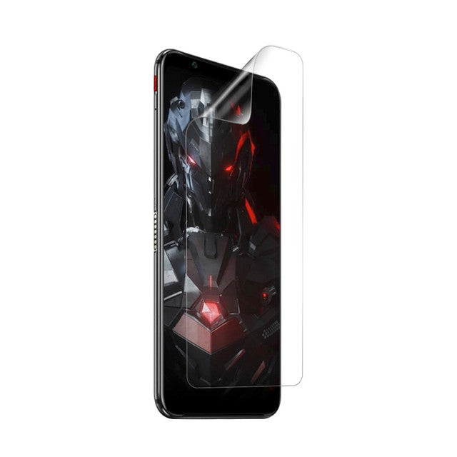 Hydrogel screen protector for Nubia RedMagic 3S by 9eight5, showing a clear, flexible film designed to protect the device screen.