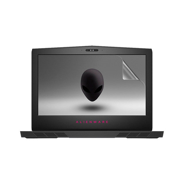 Hydrogel screen protector for Dell Alienware 15 R4 gaming laptop, 9eight5 brand, showing the clear, flexible film over the screen.