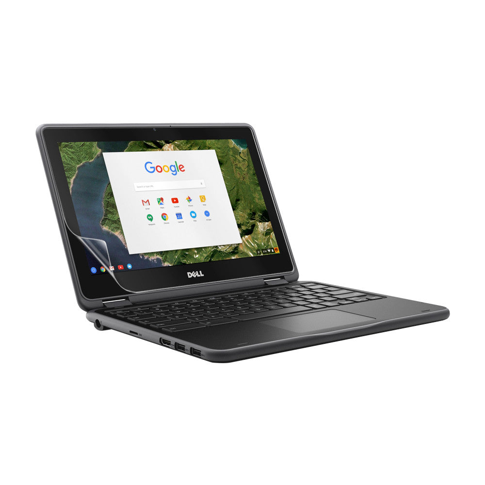 Hydrogel screen protector for Dell Chromebook 11 3189 by 9eight5, showing clear protective film on laptop screen in pack of two
