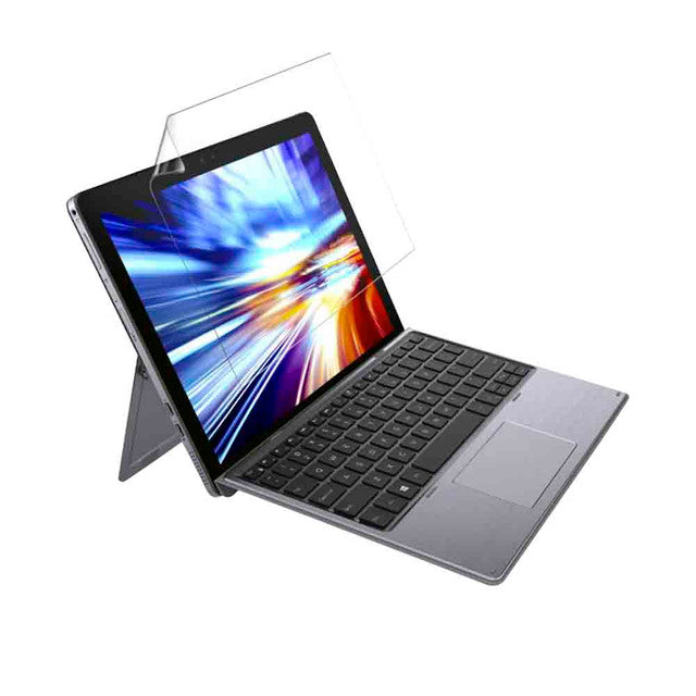 Hydrogel screen protector for Dell Latitude 12 7200 laptop, by 9eight5, showing a transparent protective layer on the screen.