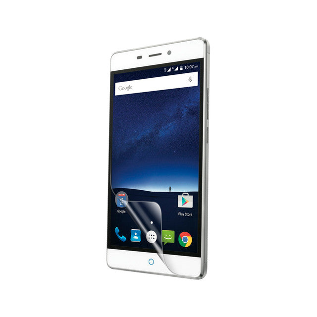 Hydrogel screen protector for ZTE Blade V Plus by 9eight5, showing the clear, flexible film covering the phone screen.