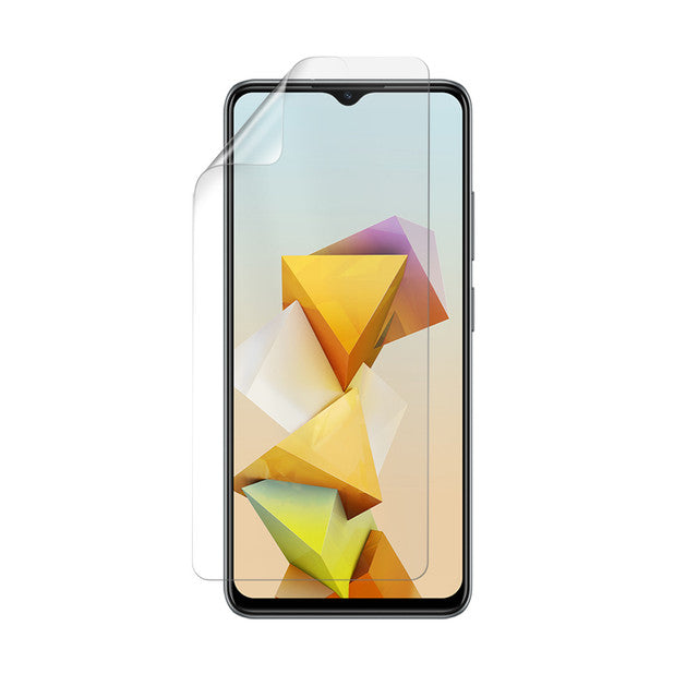 Two 9eight5 Hydrogel Screen Protectors for ZTE Blade A73, showing clear, flexible protective film on smartphone screen.