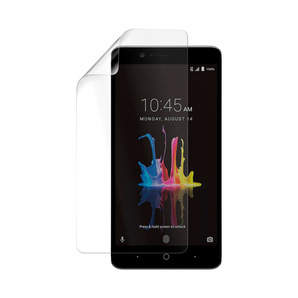 9eight5 Hydrogel screen protector for ZTE Blade Z Max, showing a clear, thin protective layer on the smartphone screen.