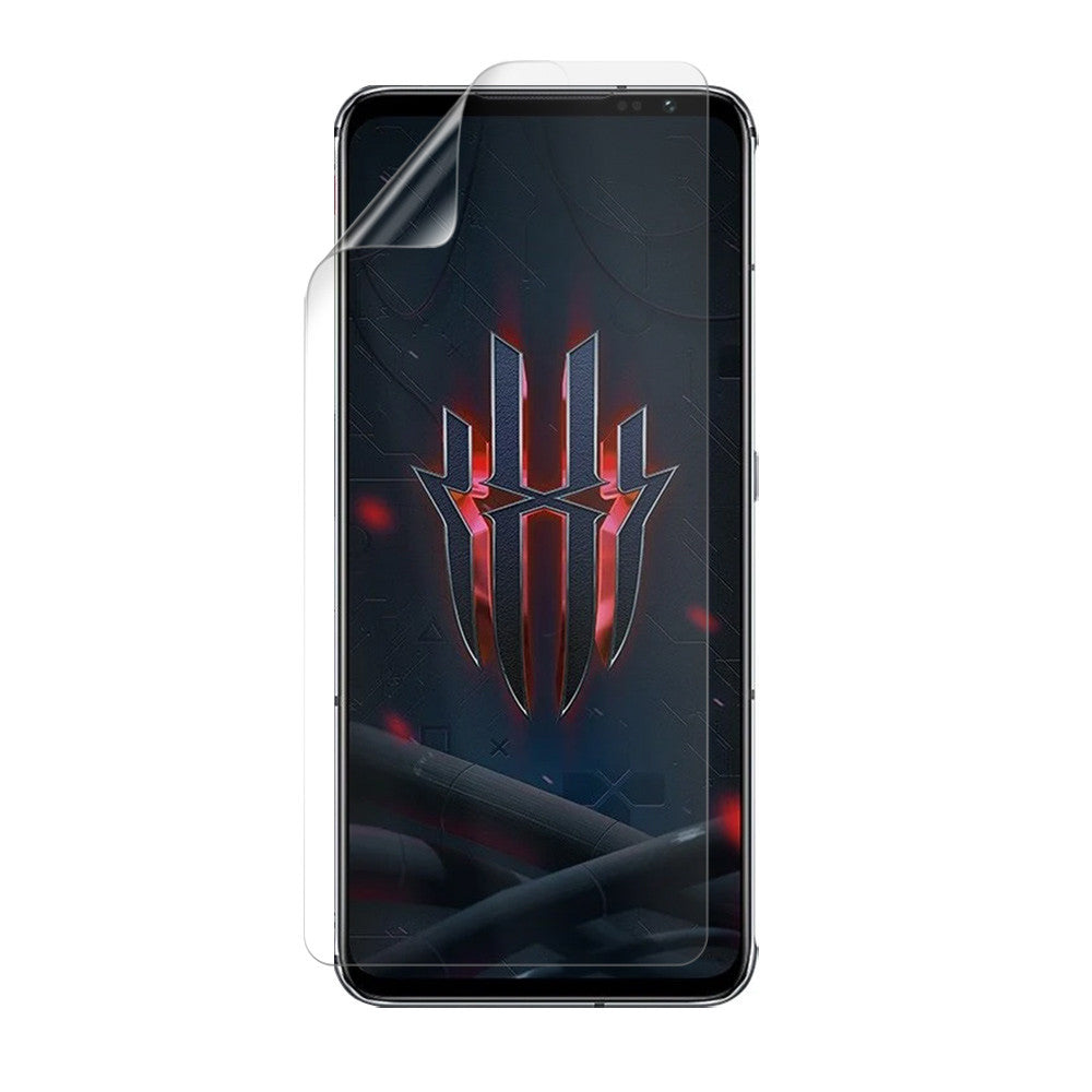 Hydrogel screen protector for Nubia RedMagic 6S Pro by 9eight5, showing the clear, flexible film fitting the device screen.