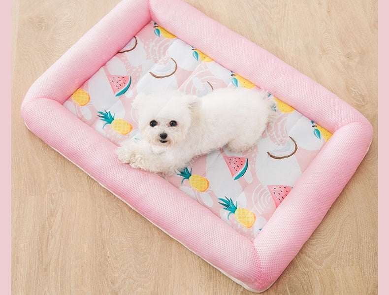 Breathable pet cooling mat for dogs and cats, soft and comfortable, ideal for summer use, by dealonline.co.nz