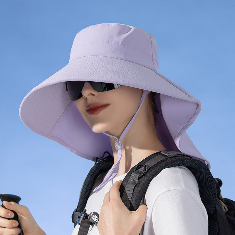 Purple wide brim sun hat by dealonline.co.nz, outdoor fishing and hiking bucket cap with UV protection and stylish design.