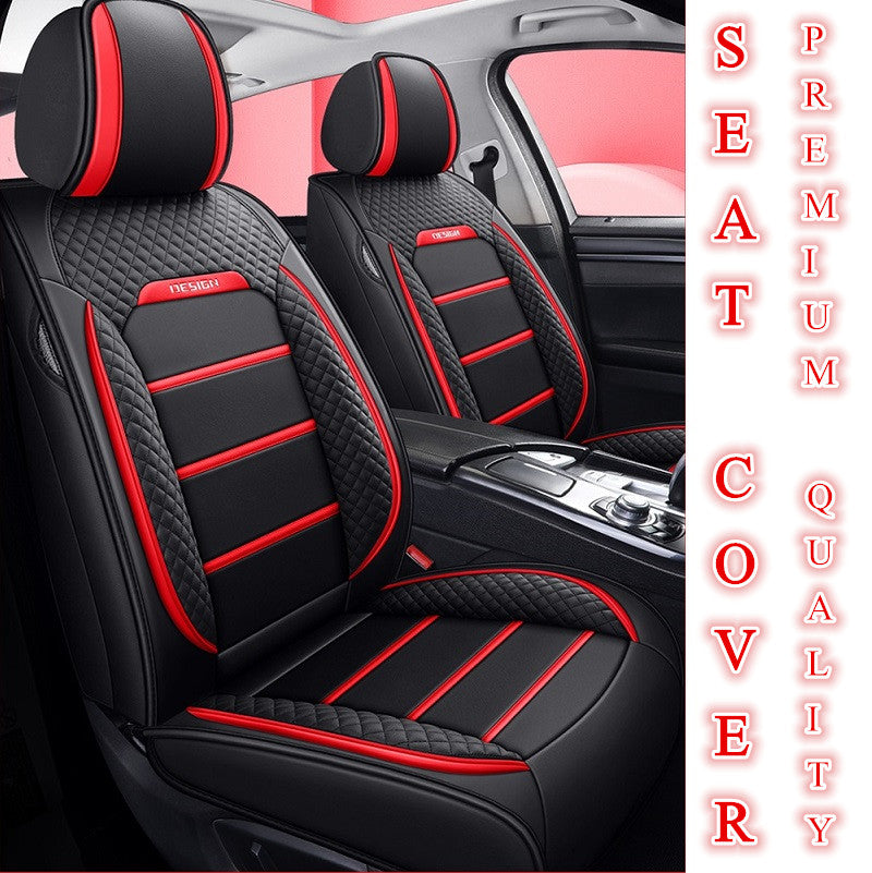 Premium faux leather car seat cover set for 5-seater vehicles, including front and rear cushions from dealonline.co.nz.