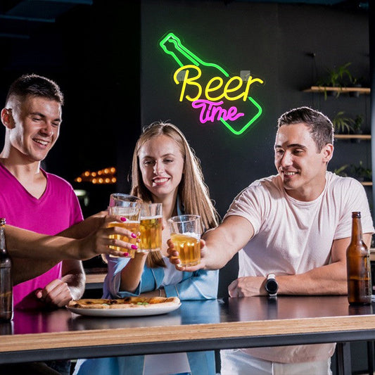 Neon Sign LED Tube Handmade Visual Bar Pub Club Wall Decor Ligh Beer Time dealonline.co.nz
