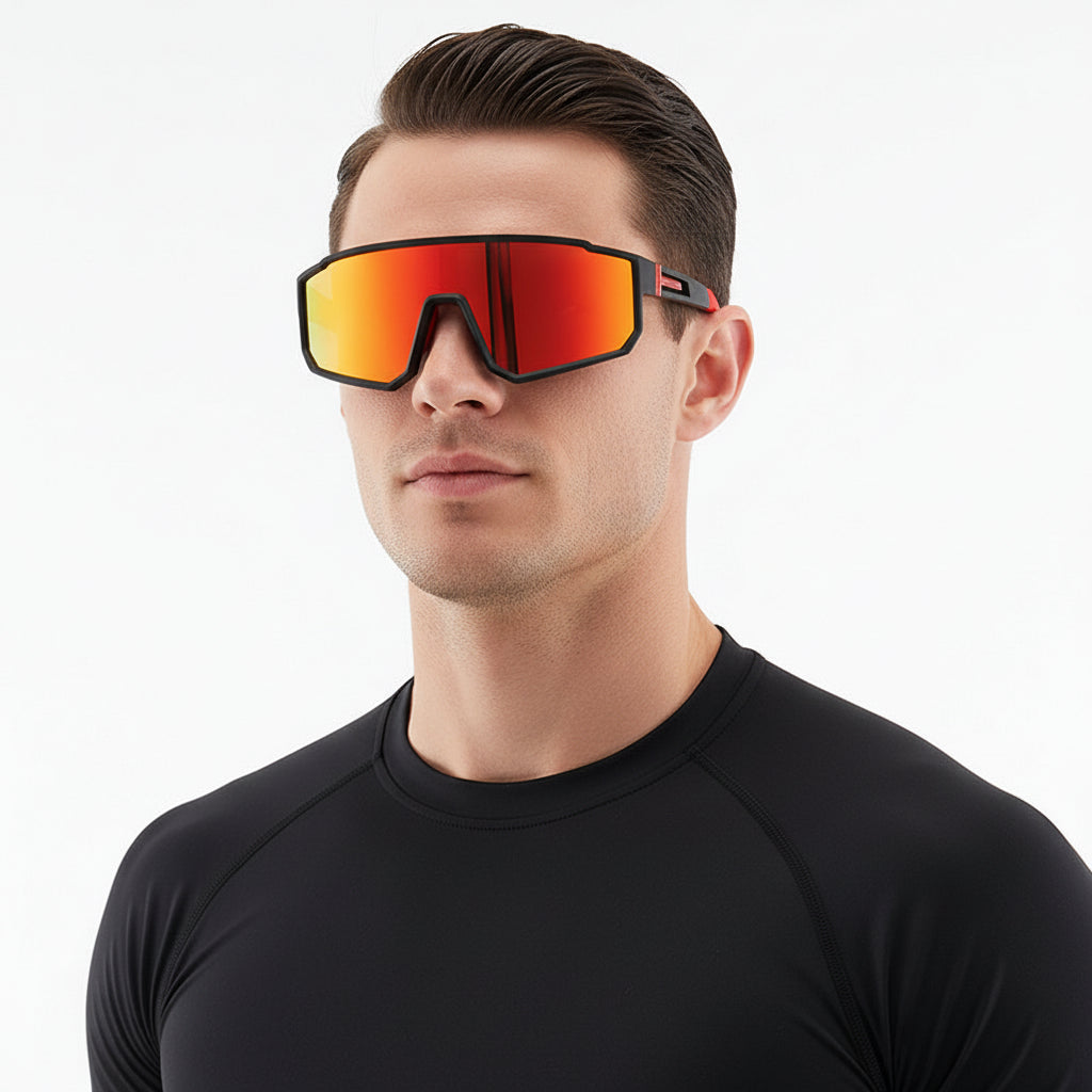Dealonline.co.nz sports sunglasses with HD polarized lenses, anti-blue ray, hydrophobic coating in four vibrant colors.