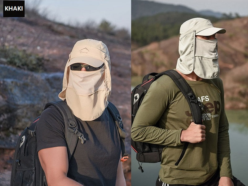Khaki wide brim bucket sun hat with UV protection, ideal for outdoor fishing and hiking by dealonline.co.nz