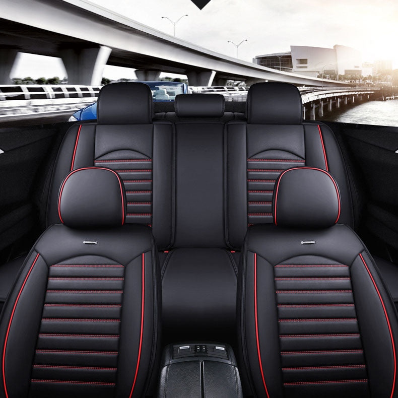 Set of premium faux leather car seat covers for 5-seater, including front and rear cushions, in a full set by dealonline.co.nz
