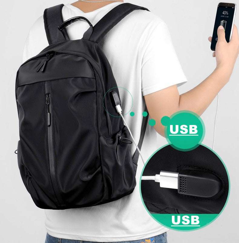 Travel backpack computer bag by dealonline.co.nz with USB charging port and water-resistant design, shown with multiple compartments.