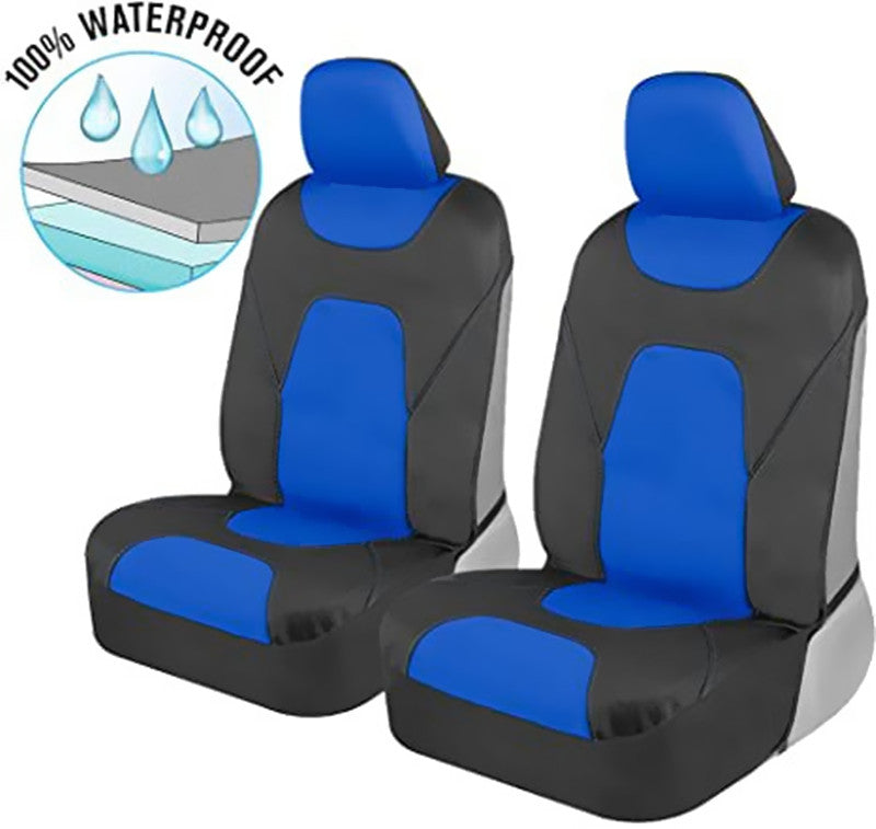 Blue waterproof front bucket seat cover by dealonlinenz, made of neoprene, fits most vehicle seats for protection and comfort.