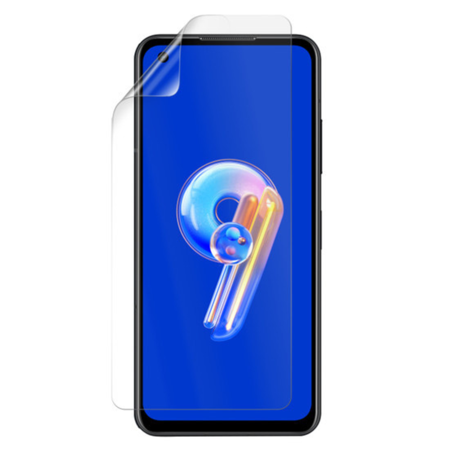 Two clear hydrogel screen protectors for Asus Zenfone 9 by 9eight5, shown in individual packaging on a plain background.